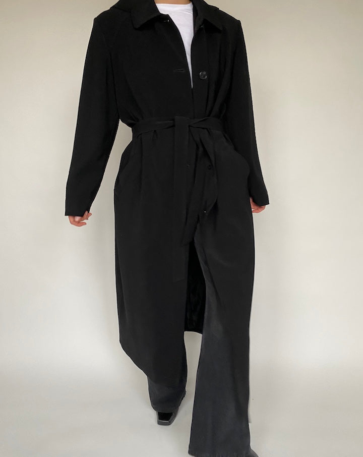 VINTAGE BLACK TRENCH COAT 529-6