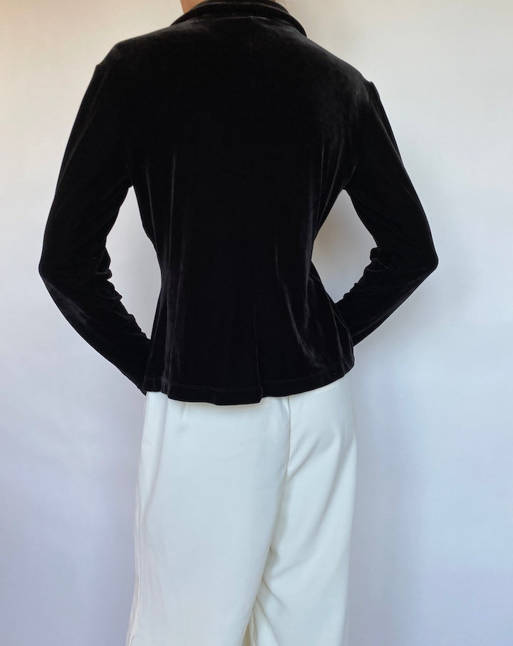 VINTAGE BLACK VELVET BLOUSE 681-2