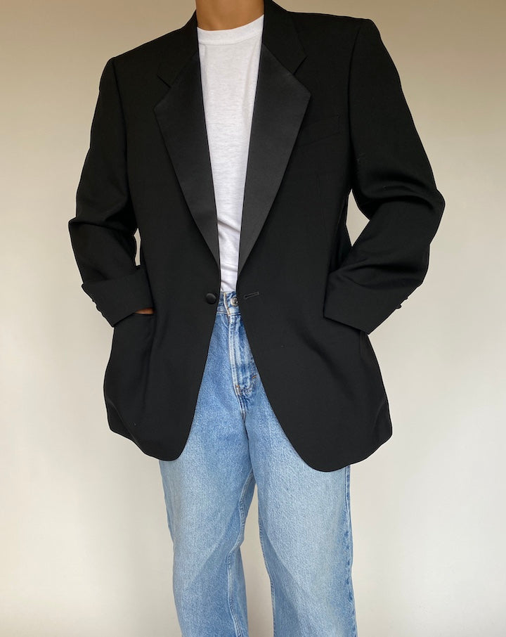 VINTAGE BLACK WOOL BLAZER 1345-2