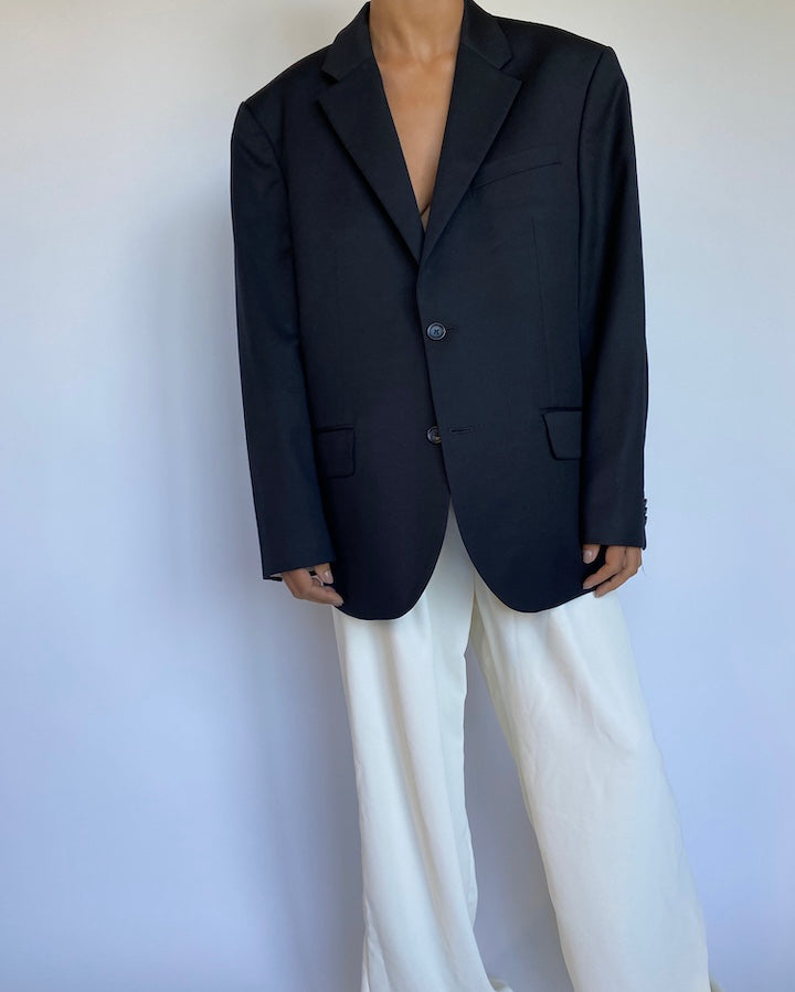 VINTAGE BLACK WOOL BLAZER 944-3