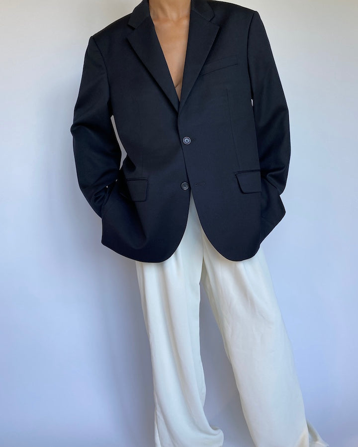 VINTAGE BLACK WOOL BLAZER 944-4