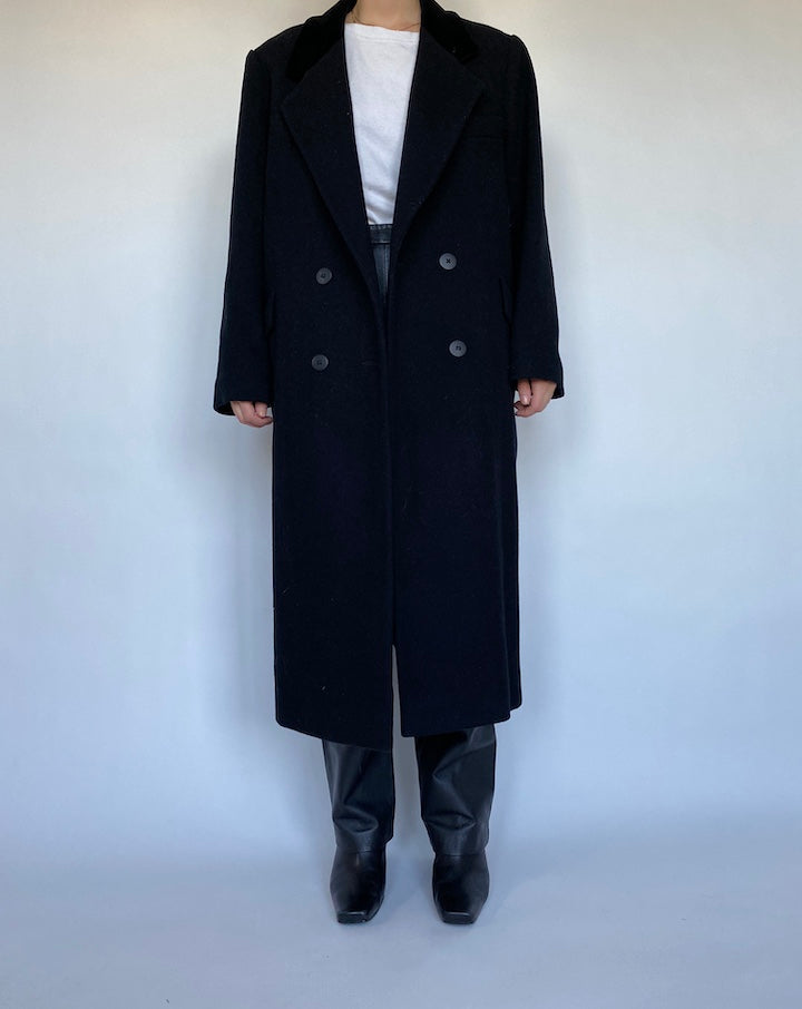 VINTAGE BLACK WOOL COAT 479-3