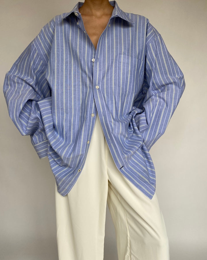 VINTAGE BLUE STRIPED BUTTON DOWN SHIRT 641-3