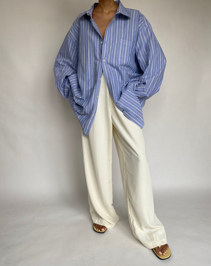 VINTAGE BLUE STRIPED BUTTON DOWN SHIRT 641-5