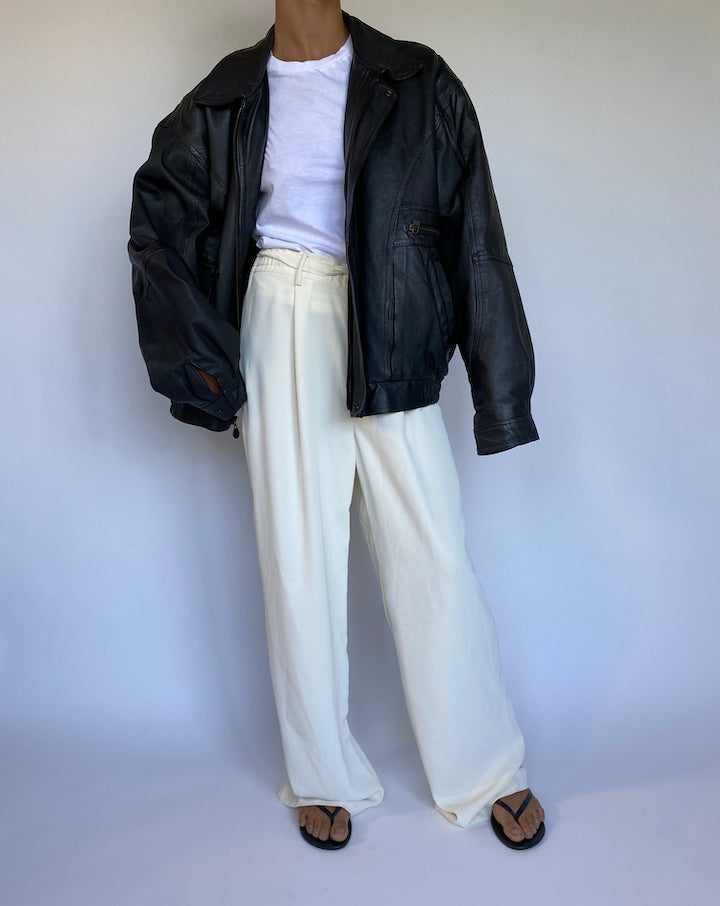 VINTAGE BOXY BLACK LEATHER JACKET 950-3