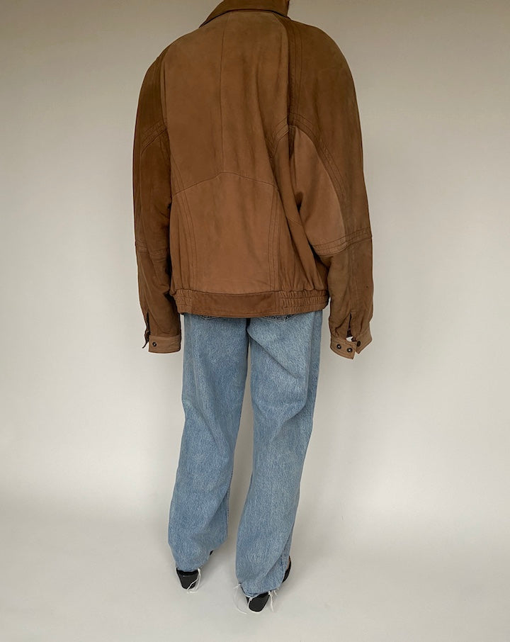 VINTAGE BOXY BROWN LEATHER JACKET 1205-2