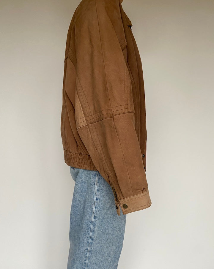 VINTAGE BOXY BROWN LEATHER JACKET 1205-3