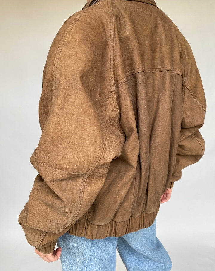 VINTAGE BOXY BROWN LEATHER JACKET 459