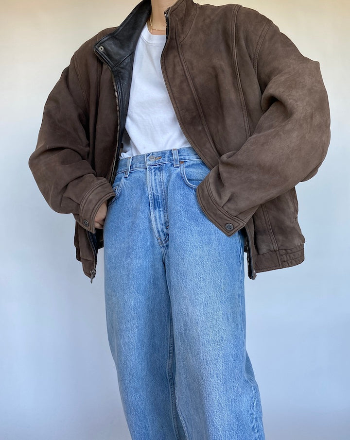 VINTAGE BOXY SUEDE LEATHER JACKET 493-2