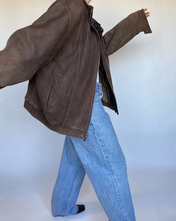 VINTAGE BOXY SUEDE LEATHER JACKET 493-3