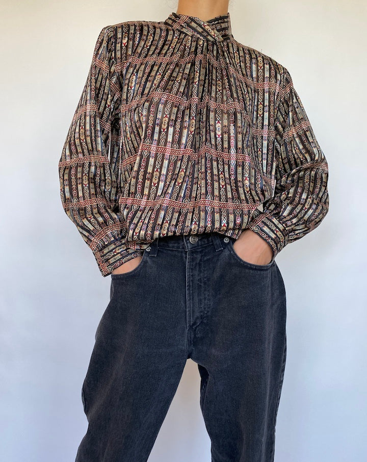VINTAGE BROWN BLOUSE 109-3