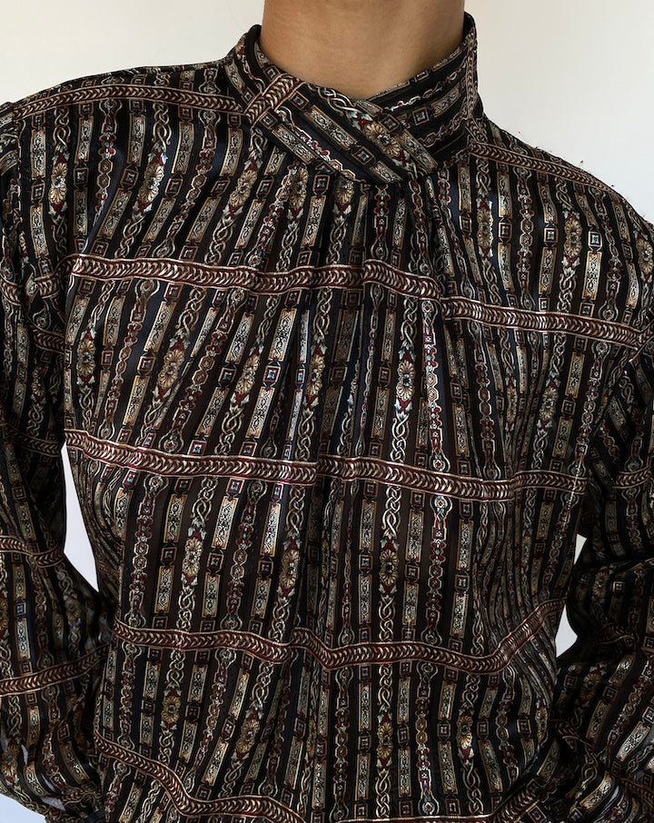 VINTAGE BROWN BLOUSE 109-4
