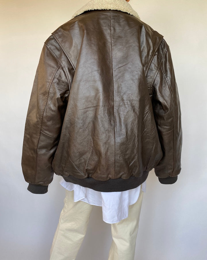 VINTAGE BROWN BOXY LEATHER JACKET 621-2