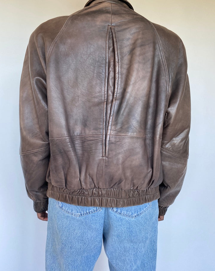 VINTAGE BROWN LEATHER JACKET 1134-2