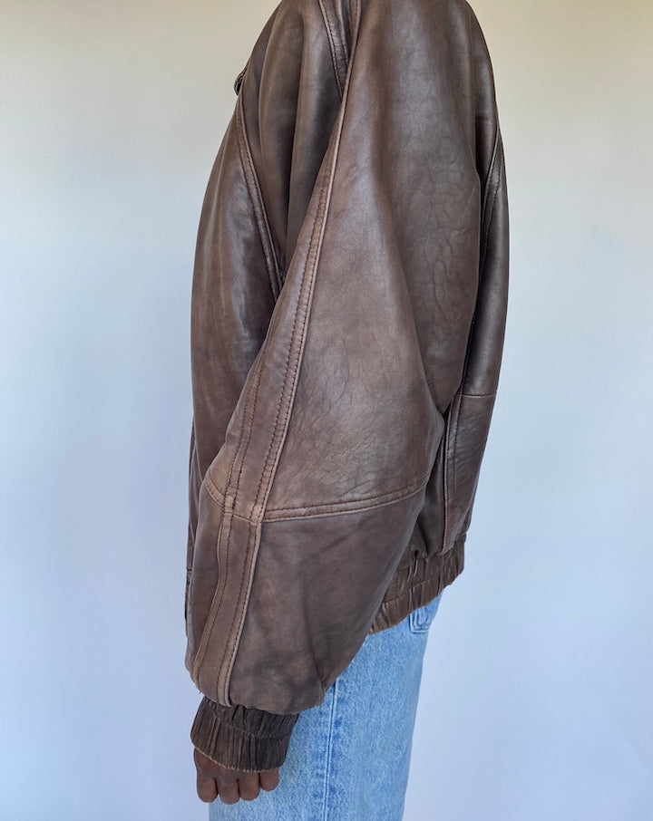 VINTAGE BROWN LEATHER JACKET 1134-3