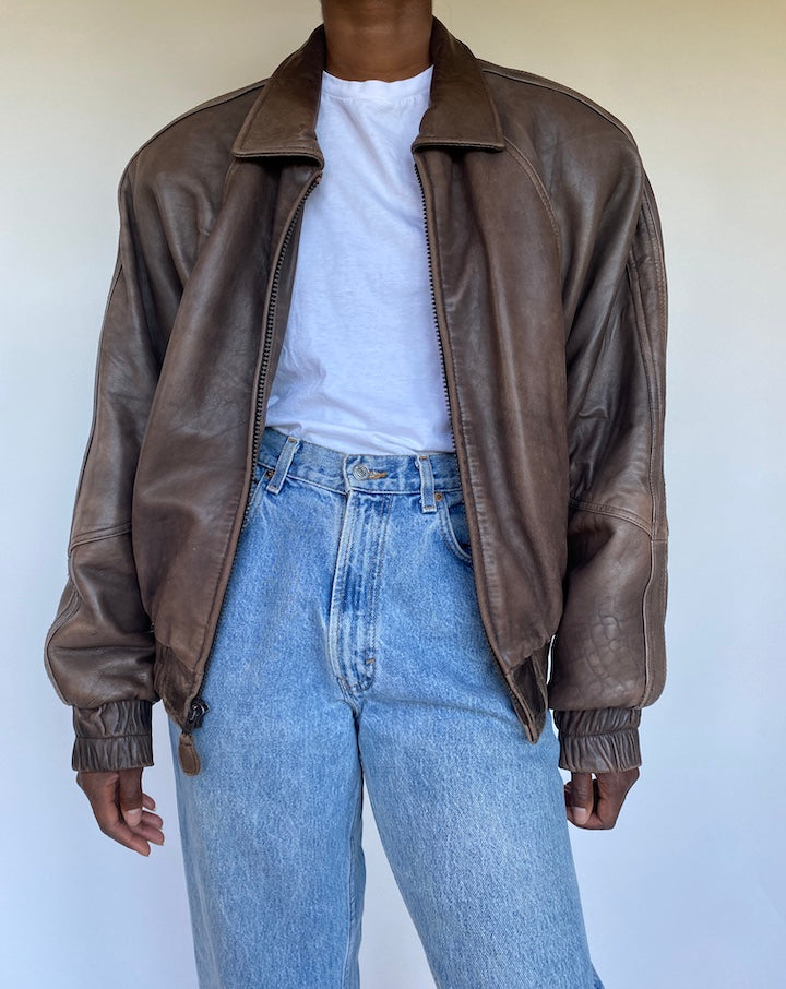 VINTAGE BROWN LEATHER JACKET 1134-4