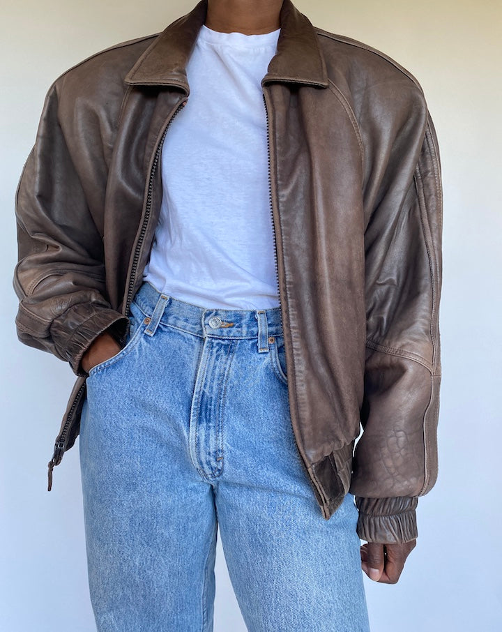 VINTAGE BROWN LEATHER JACKET 1134-5