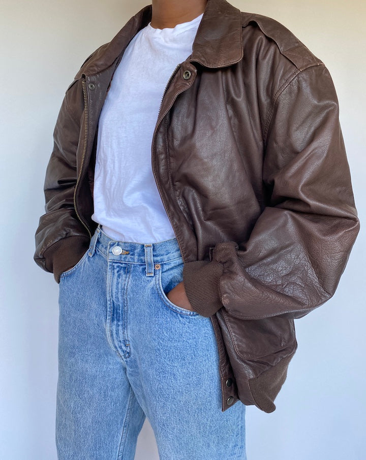 VINTAGE BROWN LEATHER JACKET 1135-2