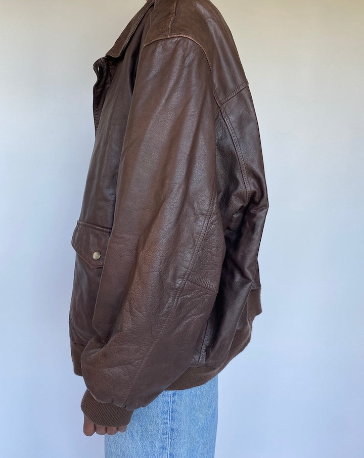 VINTAGE BROWN LEATHER JACKET 1135-4
