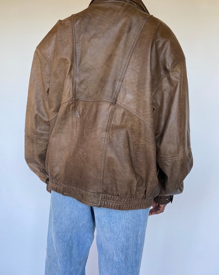 VINTAGE BROWN LEATHER JACKET 1137-2