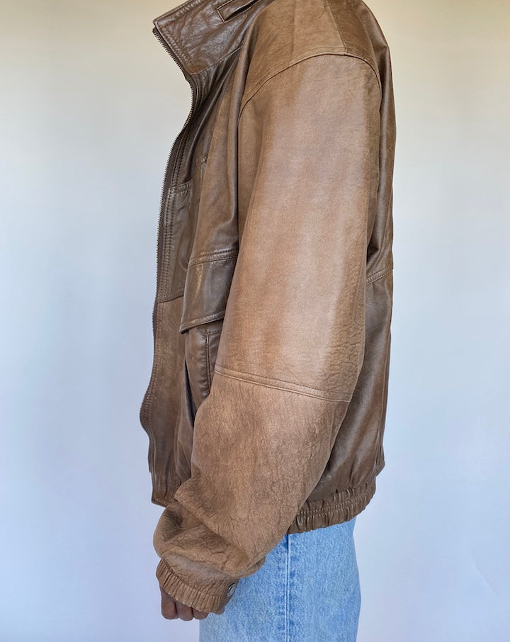 VINTAGE BROWN LEATHER JACKET 1137-3