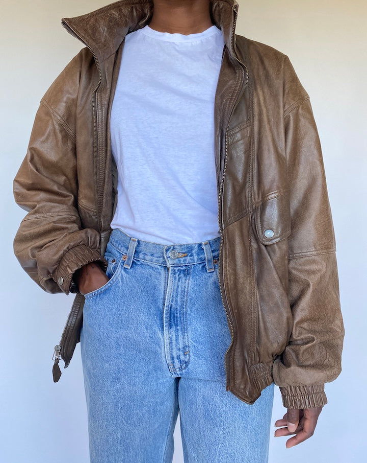 VINTAGE BROWN LEATHER JACKET 1137-4