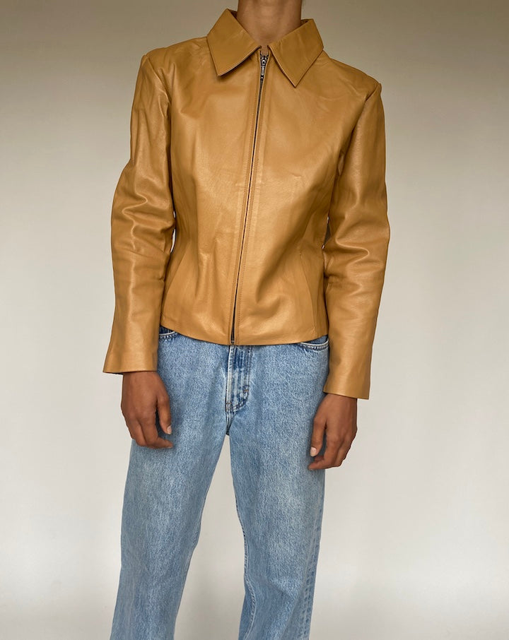 VINTAGE BROWN LEATHER JACKET 1232-2
