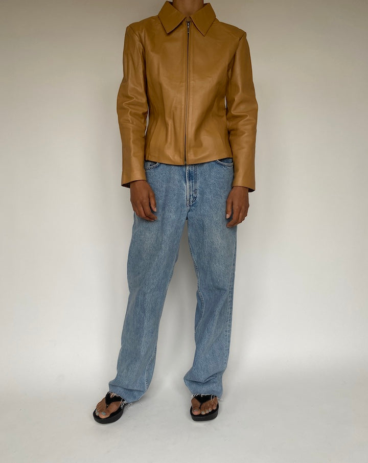 VINTAGE BROWN LEATHER JACKET 1232-3