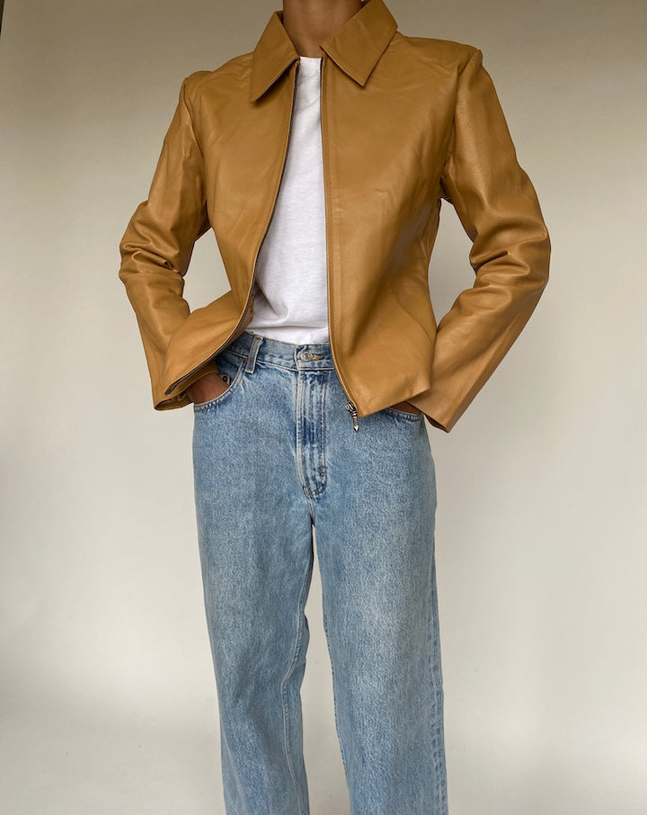VINTAGE BROWN LEATHER JACKET 1232-4