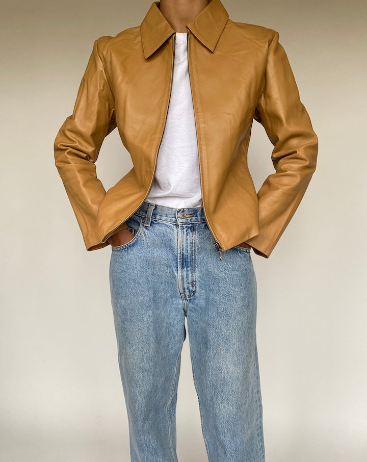 VINTAGE BROWN LEATHER JACKET 1232-5