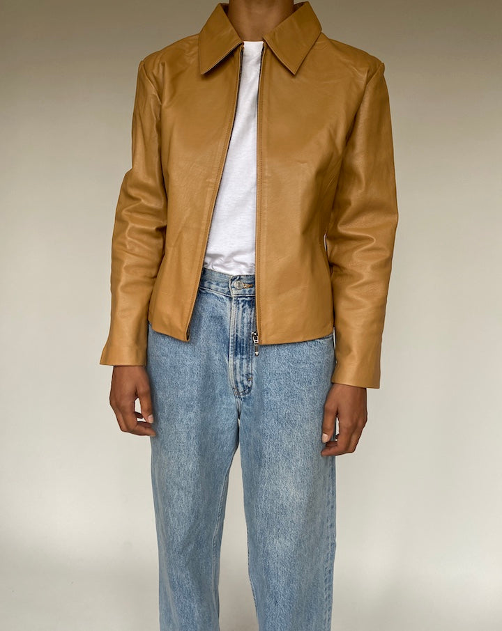 VINTAGE BROWN LEATHER JACKET 1232-6