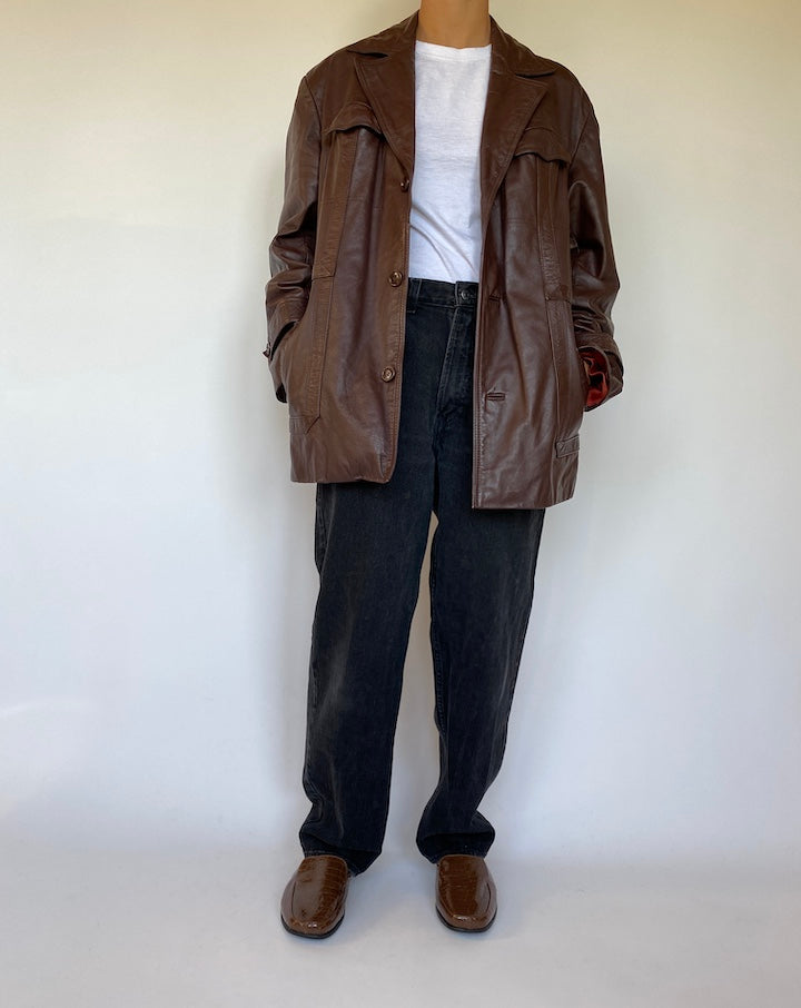 VINTAGE BROWN LEATHER JACKET 1515-4