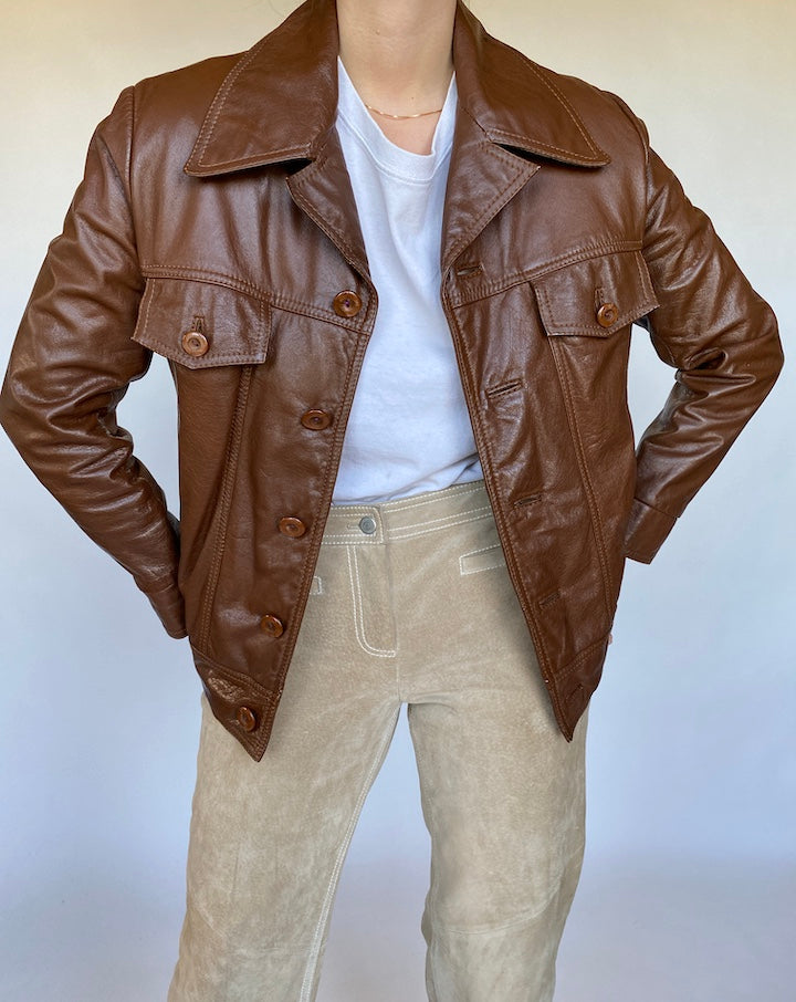 VINTAGE BROWN LEATHER JACKET 501-2