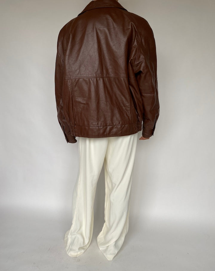 VINTAGE BROWN LEATHER JACKET 804-2
