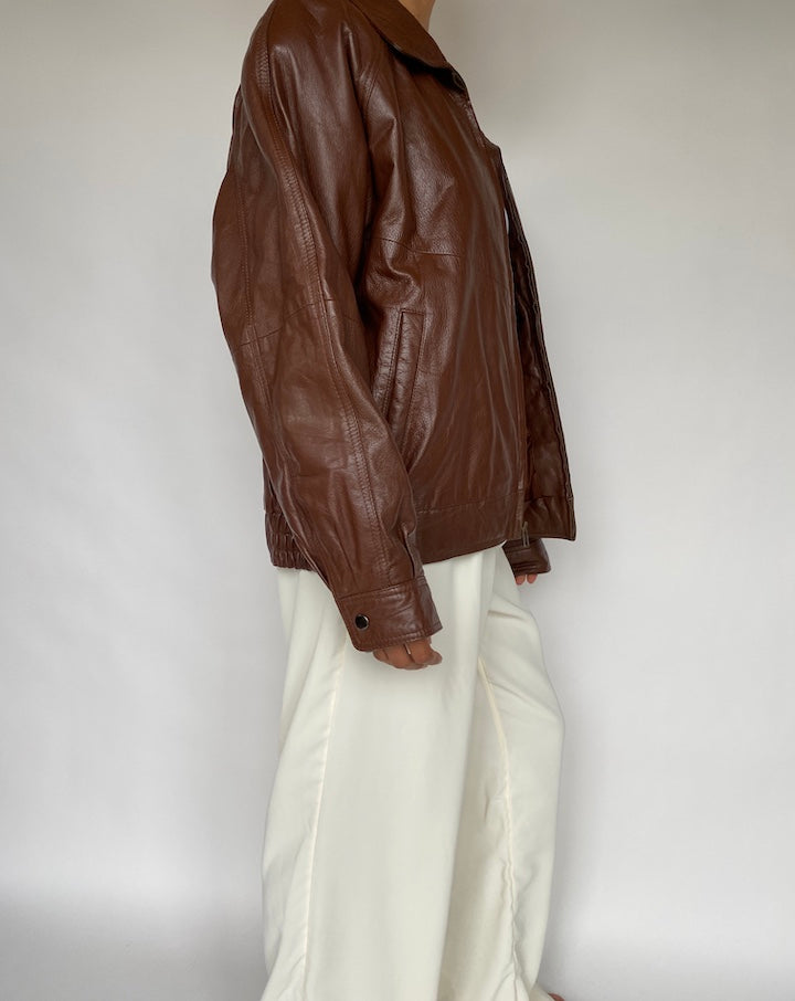 VINTAGE BROWN LEATHER JACKET 804-3