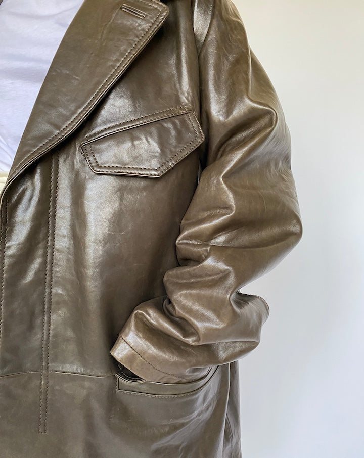 VINTAGE BROWN OVERSIZED LEATHER JACKET 1084-2