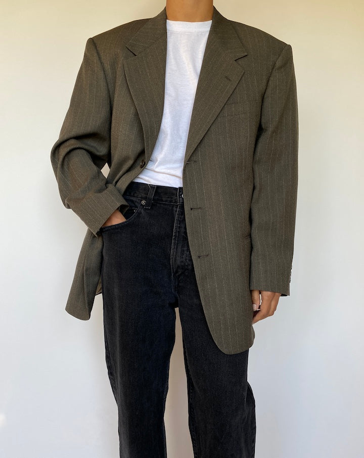 VINTAGE BROWN PINSTRIPED BLAZER 1511-3