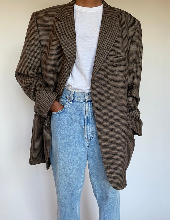 VINTAGE BROWN SINGLE BREASTED BLAZER 1284-2