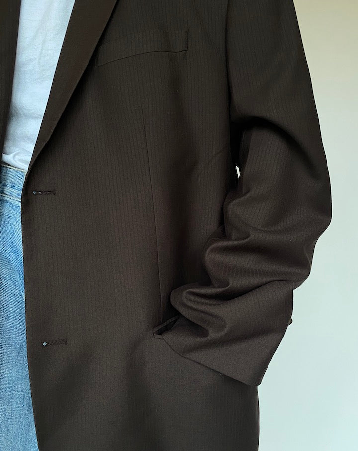 VINTAGE BROWN STRIPED BLAZER 1321-3