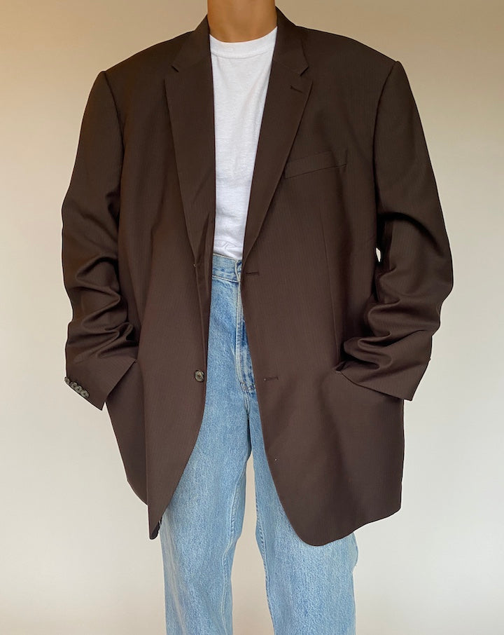 VINTAGE BROWN STRIPED BLAZER 1321-4