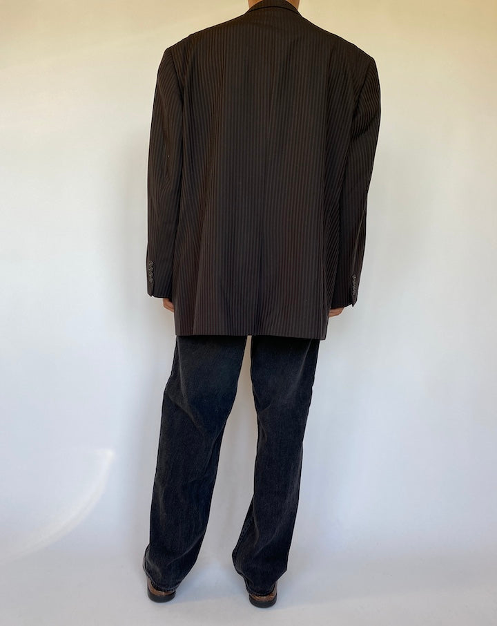 VINTAGE BROWN STRIPED WOOL BLAZER 1510-2
