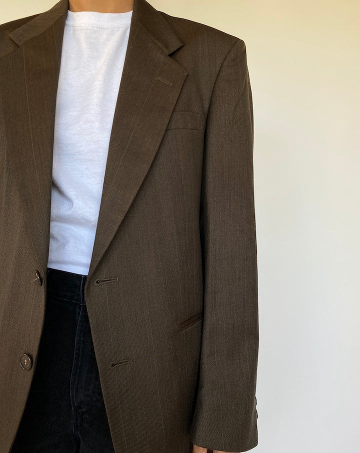 VINTAGE BROWN WOOL BLAZER 1509-2