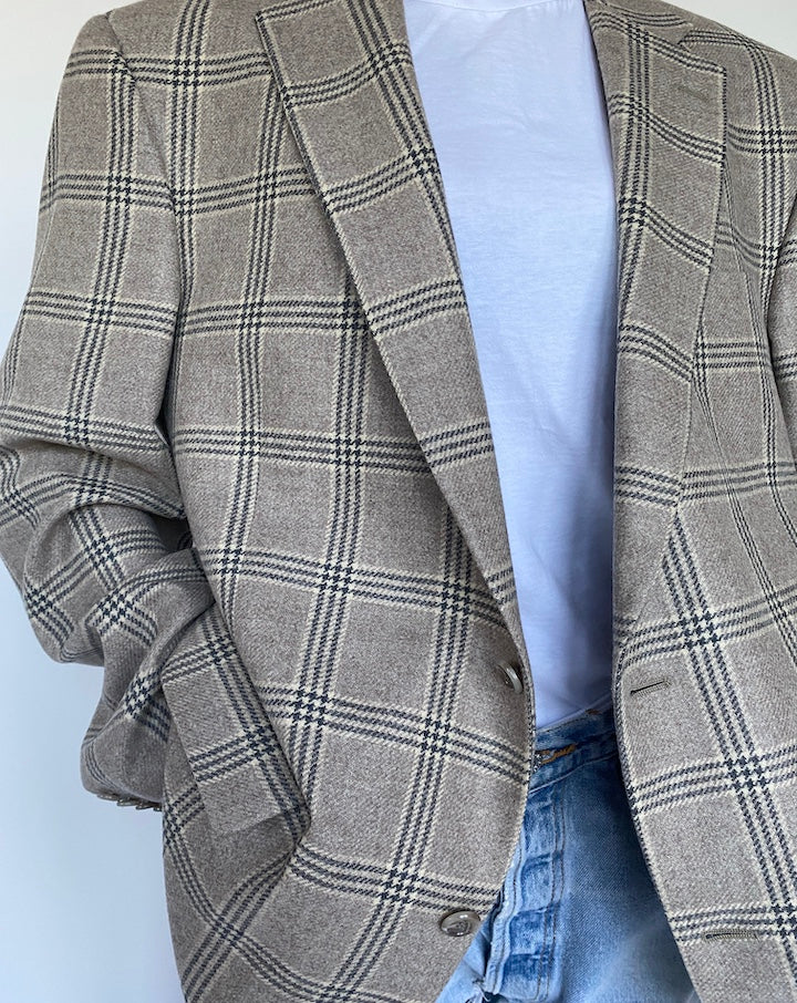 VINTAGE CHECKED OAT BLAZER 899-2