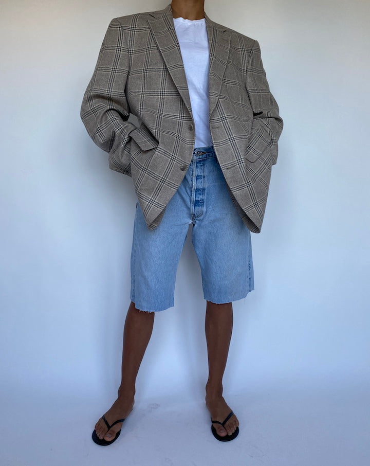 VINTAGE CHECKED OAT BLAZER 899-3