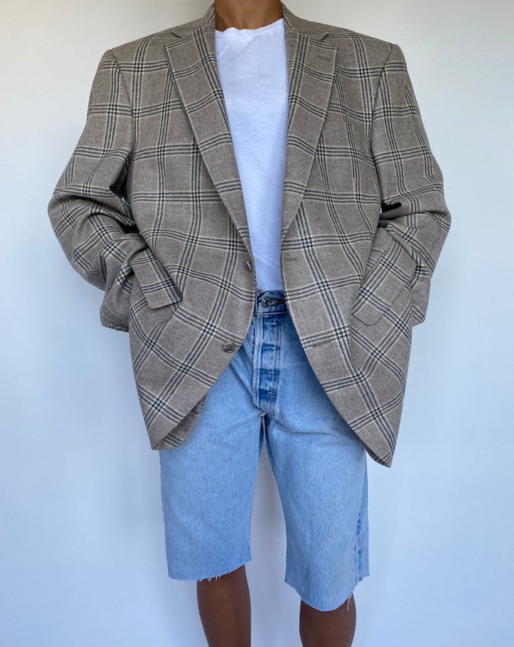 VINTAGE CHECKED OAT BLAZER 899-4