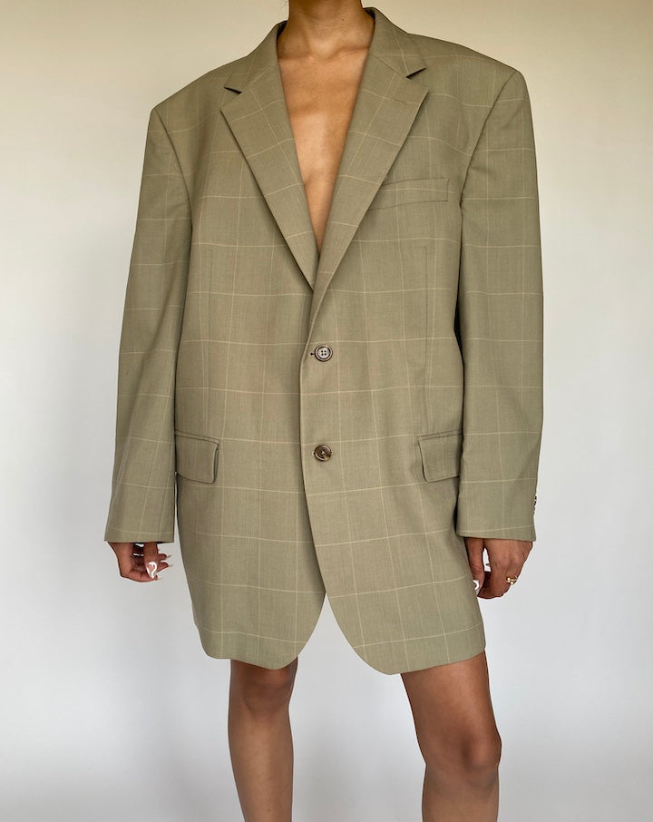 VINTAGE CHECKED WOOL BLAZER 868-3