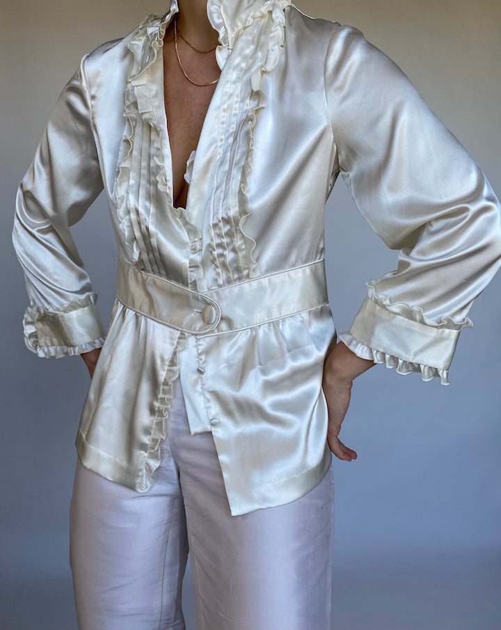 VINTAGE CREAM BLOUSE 504-3