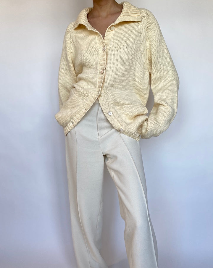 VINTAGE CREAM KNITTED CARDIGAN 566-4