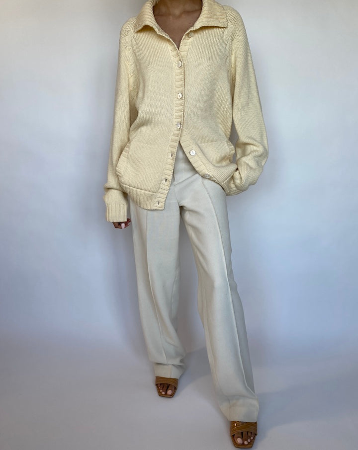 VINTAGE CREAM KNITTED CARDIGAN 566