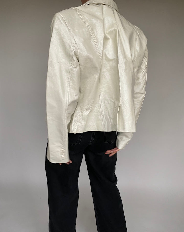 VINTAGE CREAM LEATHER JACKET 532-3